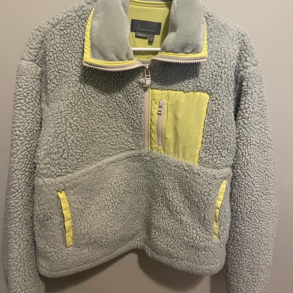 Anthropologie Retro Apres 1/2 Zip Fleece Powder Blue Gray - Picture 2 of 4